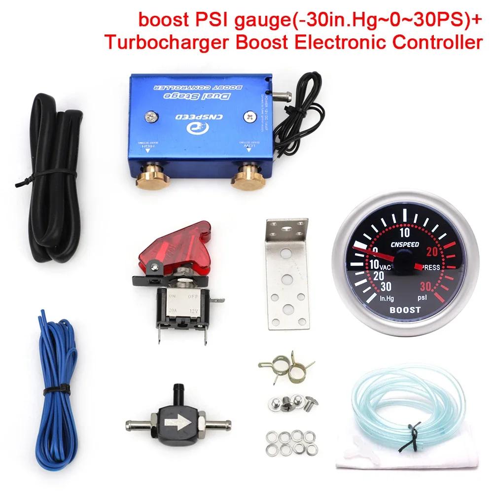 2"52mm Car Auto LED 12V Turbo Boost Gauge PSI&BAR Pointer Meter with Turbocharger Boost Electronic Controller Universal