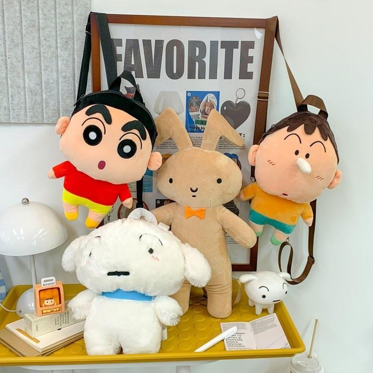 Nohara Shinchan Crayon Shiro Dog Anime Doll Cartoon Character Plush Backpack