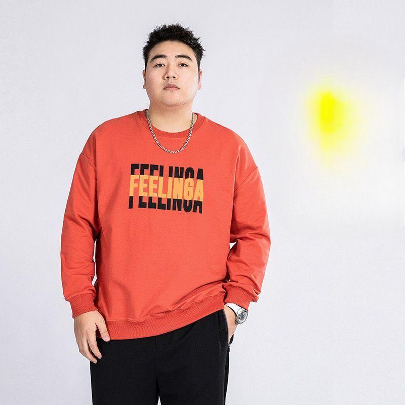 Plus Size Men's Wear Men's Extra-large Loose Crewneck Sweat Fat Man All-match Not Fleece-lined Explosions