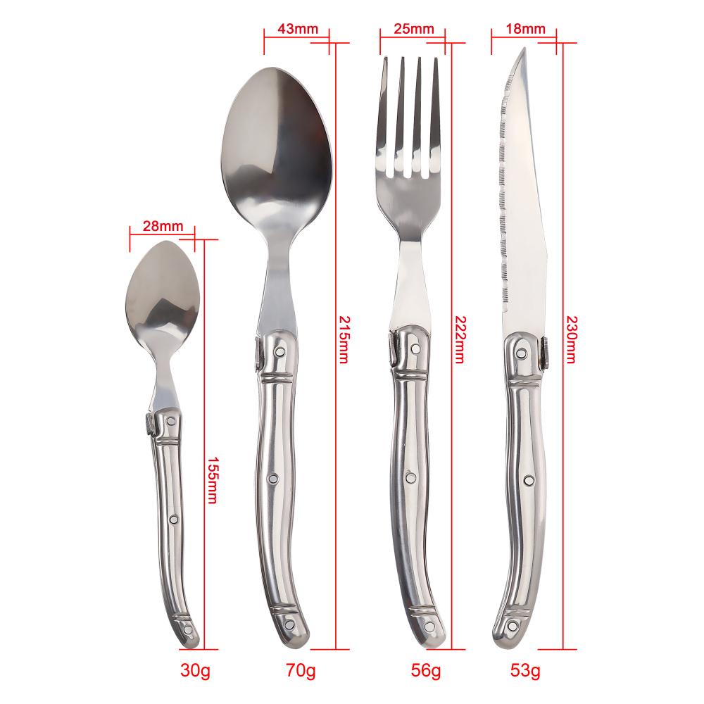 Jaswehome Stainless Steel Flatware Set Laguiole Decorated Dinner Knives Forks&Spoons Sets Western Dinnerware