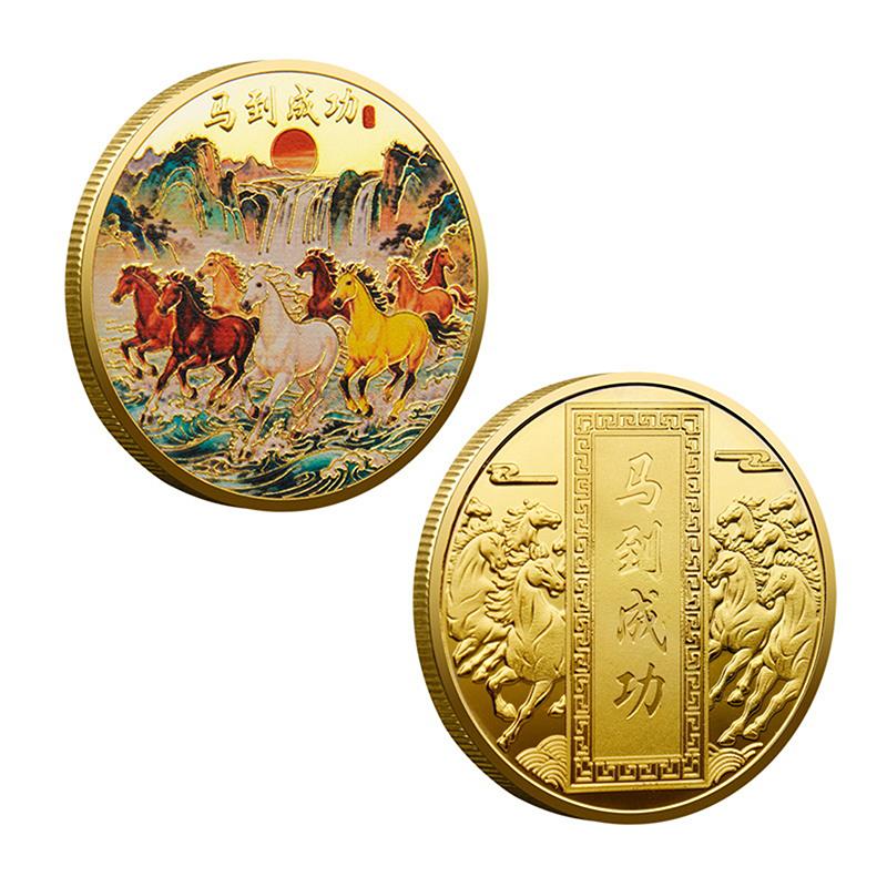 1Pc 40Mm Year Of The Horse Chinese Coins Lucky Animal Horse Commemorative Coins Metal Collection 2026 New Year Souvenir Gift