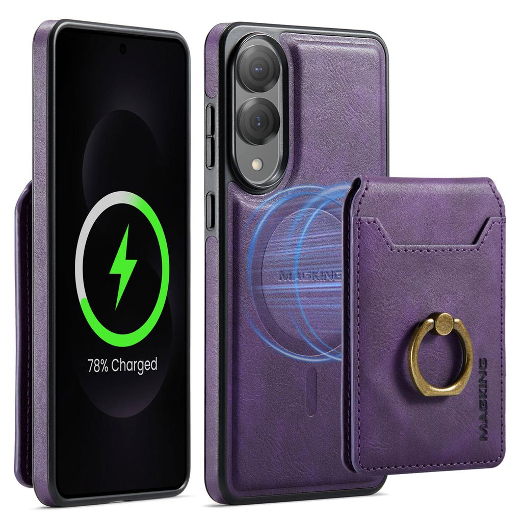 2 In 1 Detachable Cards Solt Ring Leather Case For SAMSUNG S25 Ultra S23 S24 Plus For Magsafe Wireless Charging Wallet Cover