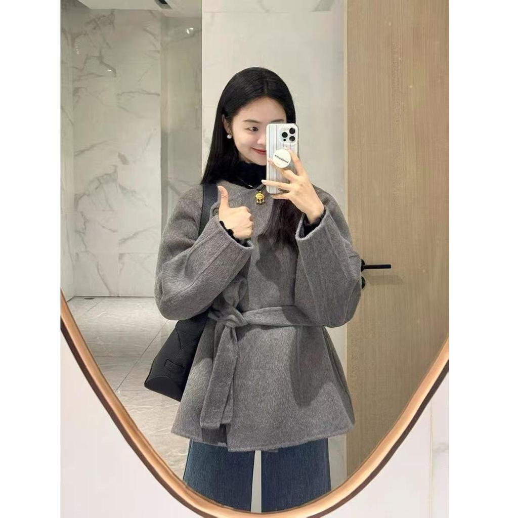 Cappotto Corto in Lana da Donna Petite - Stile Invernale Coreano 2026 con Laccio