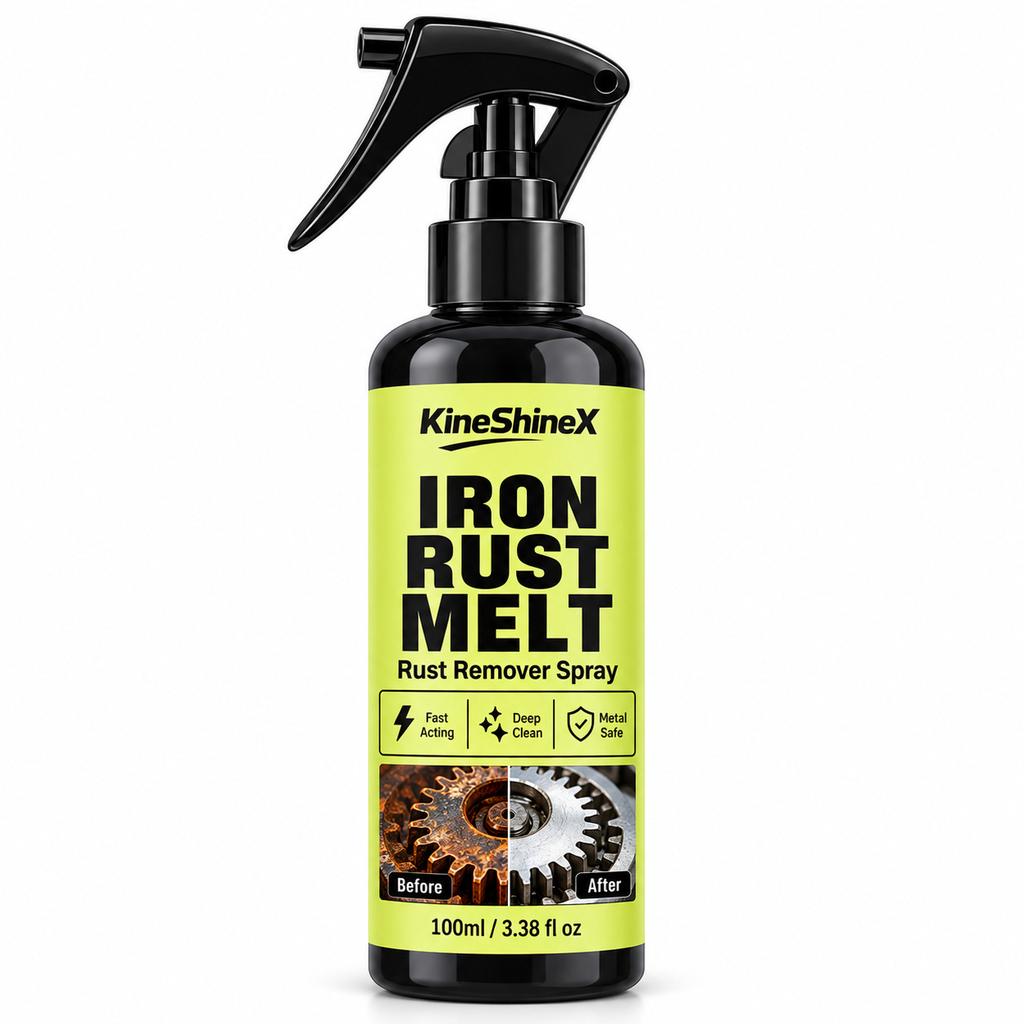 Iron Rust Remover Spray, Fast Acting Rust Melt for Metal, Removes Rust and Grime from Gears Bolts Chains Hinges, Restores Metal Shine, 100ml