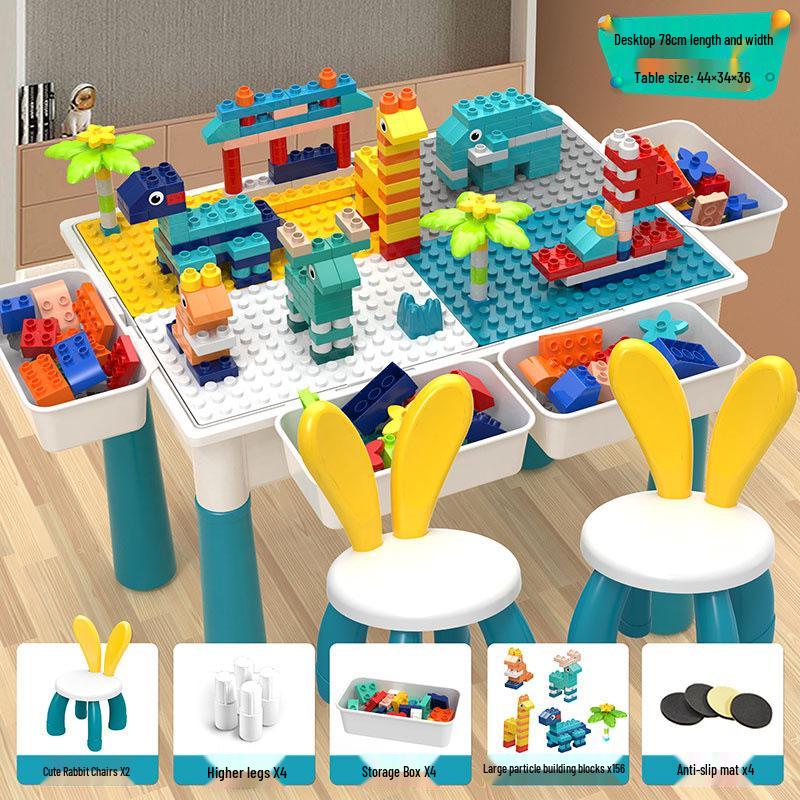 Large Particle Multifunctional Building Blocks Table for Early Education Games
