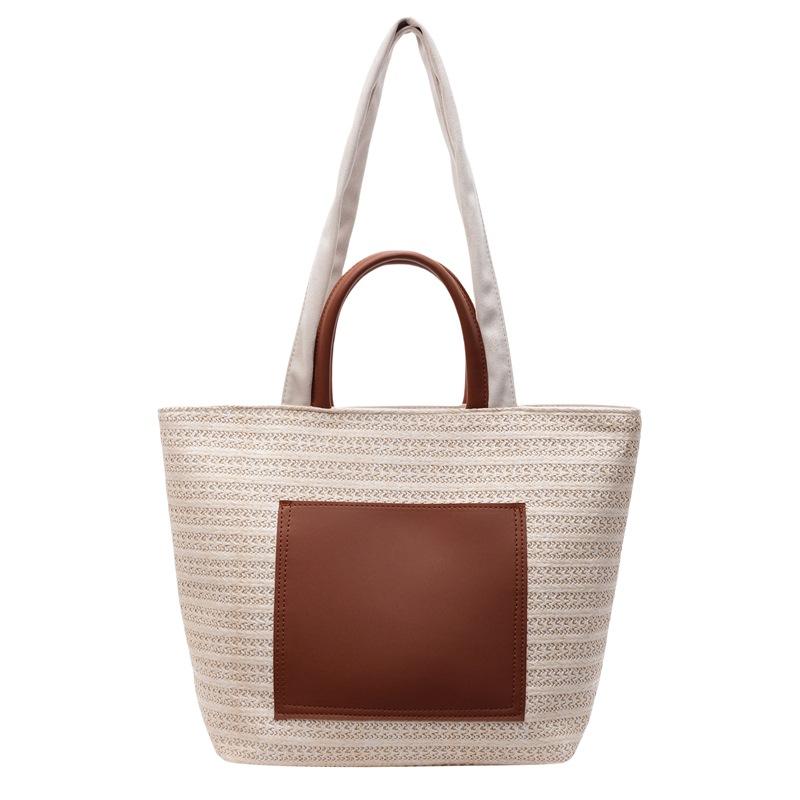 Simple woven shoulder bag casual commuter handbag summer new bag women's fashion tote bag
