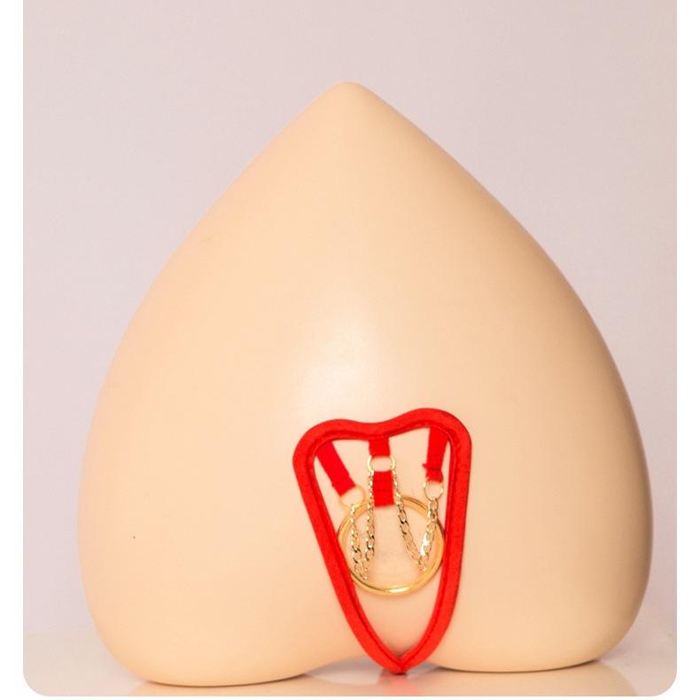 Men's Bedding Sex Products, Special for Sex C-pants Invisible Underwear with Ring Chain Sex Underwear