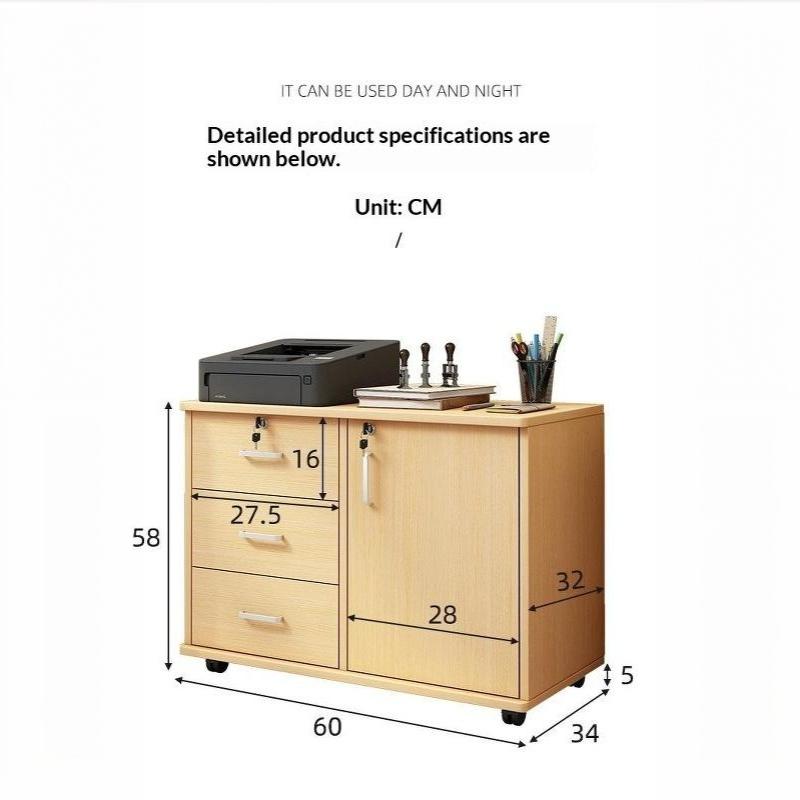 Mobile Office Storage Cabinet With Lockable Drawers And Door 3-Tier Unit Suitable For Office Or Bedside Use