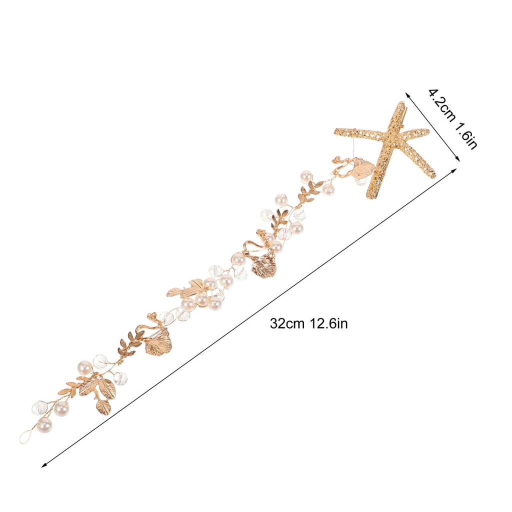 Starfish Headpiece - Wedding Hair Accessory with Pearls for Brides, Nautical Alloy Hair Decor for Women