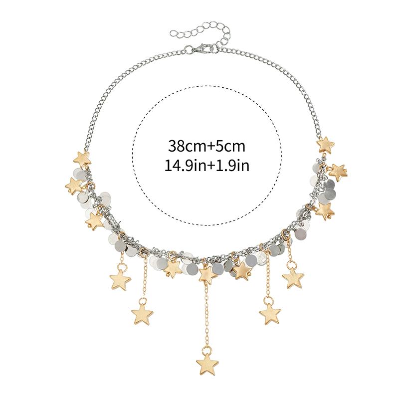 Geometric Multi Star Charm Necklace Women'S Luxury  Spicy Girl Style Jewelry Accessories