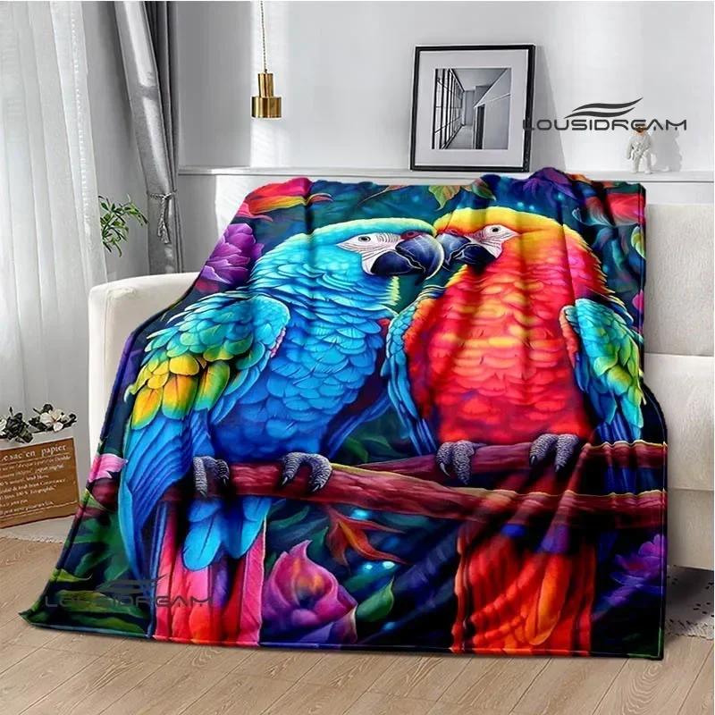 3D Parrot cute printed blankets picnic blanket Warm Flannel blankets Soft and comfortable blanket bed linings Birthday Gift