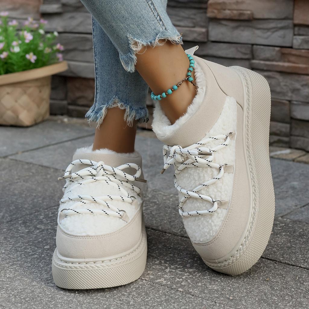 Thick-soled Cross-strap 2025 Autumn/winter New Fashion Fleece Thickened Warm Short One-legged Elastic Cotton Shoes