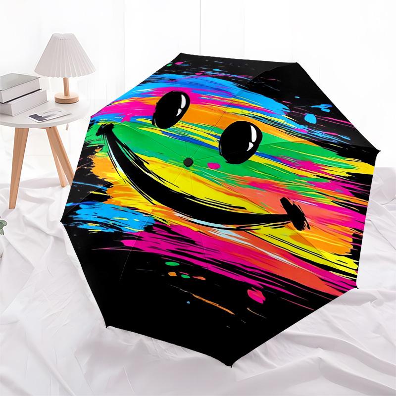 

1pc Colorful Abstract Smile Artwork Umbrella with Plastic Handle,Compact & Stylish,Cartoon Pattern,Outdoor UmbrellaPT590