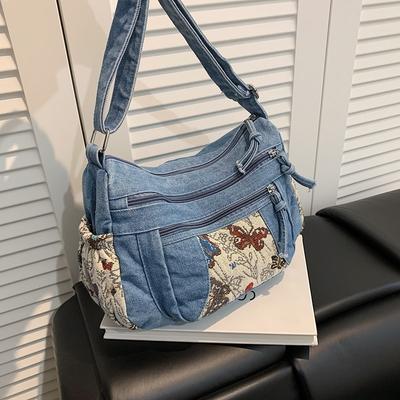 Denim Tasche Mehrfachfach Umhängetasche Damen Schultertasche