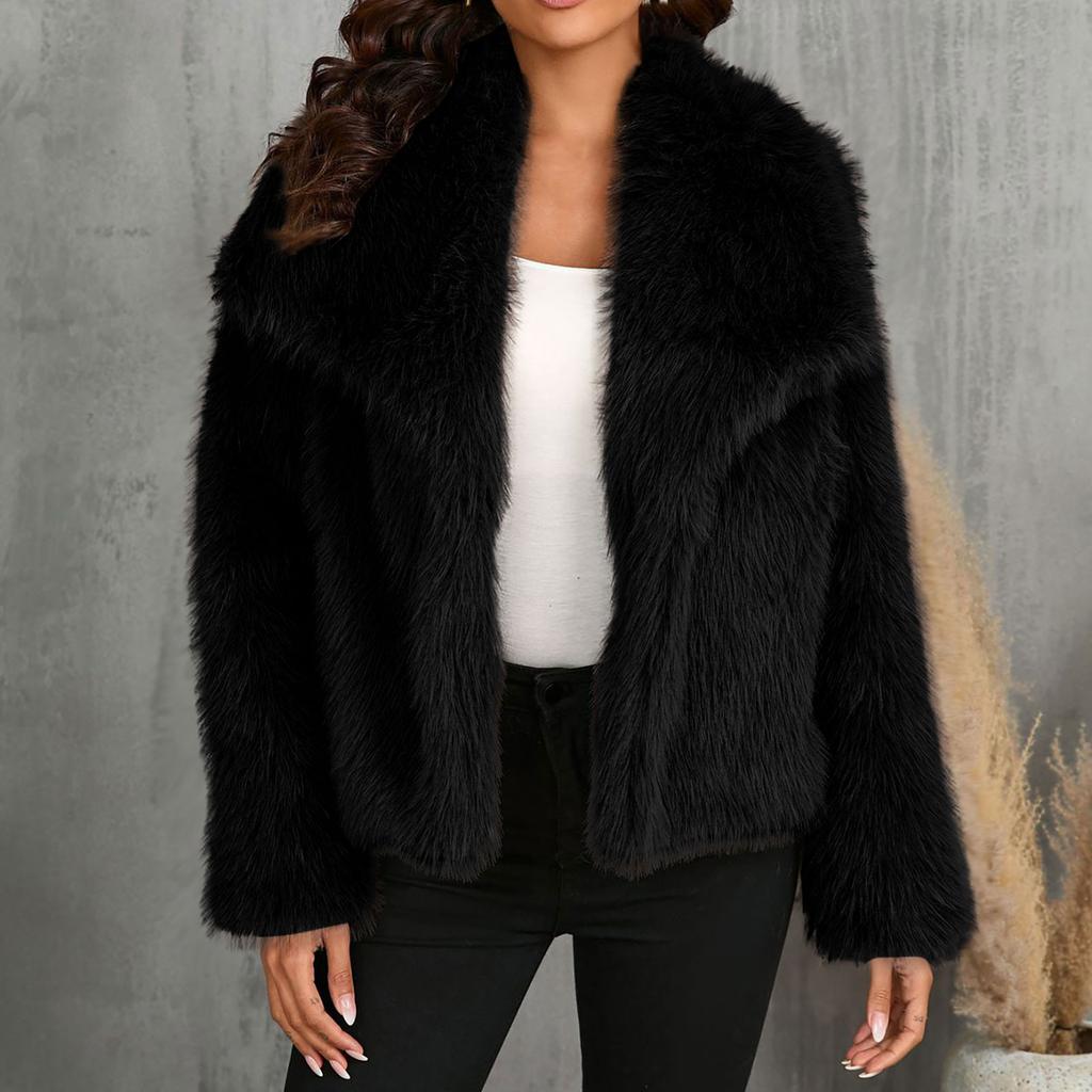 Lapel Fur Coat Women Soft Fluffy Faux Fur Jacket Warm Winter Short Tops Design Outerwear Trendy Fur Jackets