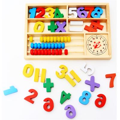 Holz Kinder Digitales Puzzle Lernspielzeug für Baby Mathe Abakus Alarm Kinder Montessori