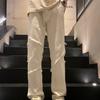 Men's Clothing American High Street Vibe White Jeans Male Feeling Ins Ruffian Handsome Slim Fit Rough Edge Micro-pull Pants
