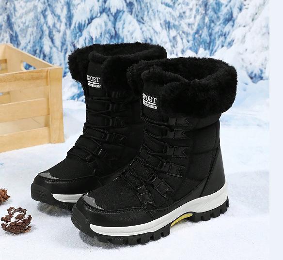 

Women s Winter Warm Snow Boots Outdoor Waterproof Anti-Slip Ankle Booties With Faux Fur Lined Comfortable Lace-Up Hiking Walking Boot Shoes for Women 42 чёрный