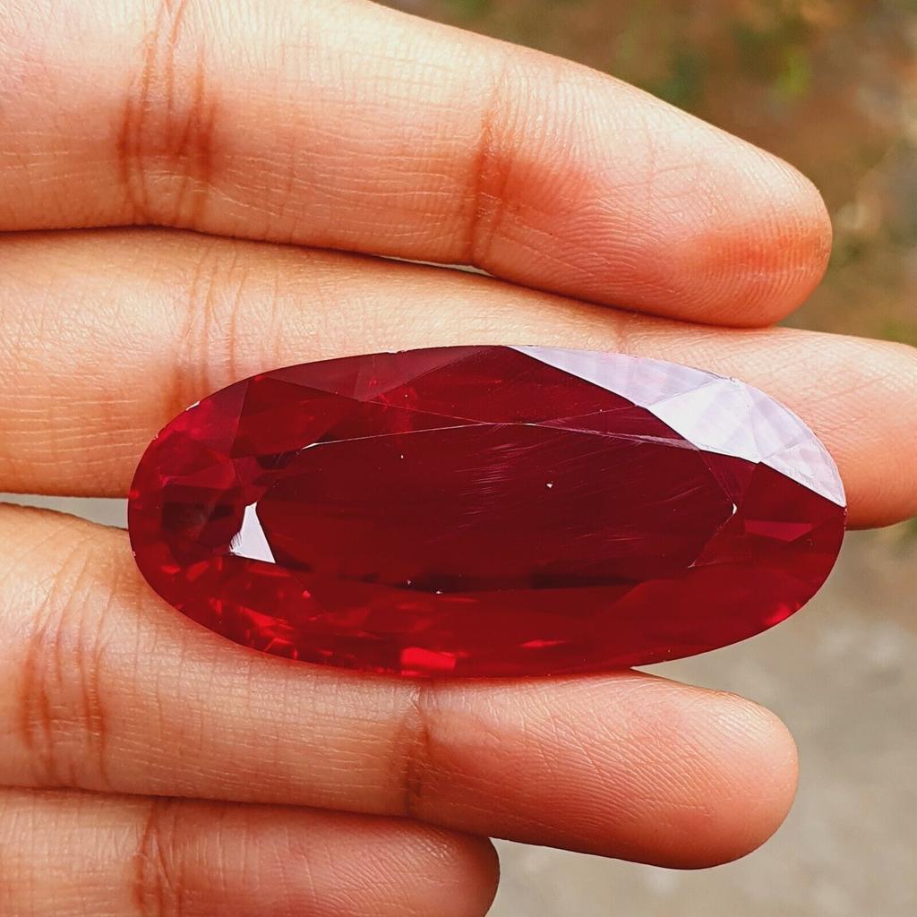 90.00 Cts Natural Mozambique Red Ruby Oval Cut Certified Gemstone