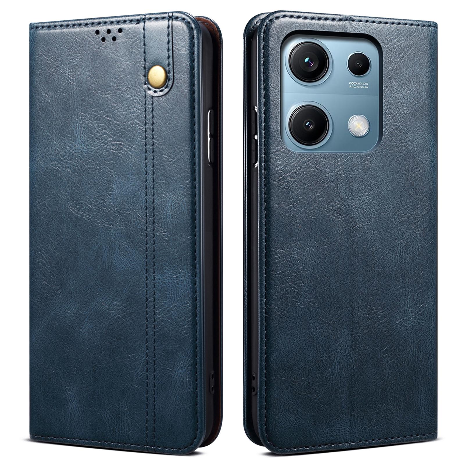 

Для Xiaomi Redmi Note 14S 4G Чохол Текстура Crazy Horse Вощена Шкіра Гаманець Підставка Чохол для Телефону D