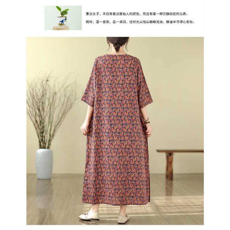 Literary Retro Vacation Style Travel Dress Plus Covering Flesh Skinny V-Neck Long Dresses