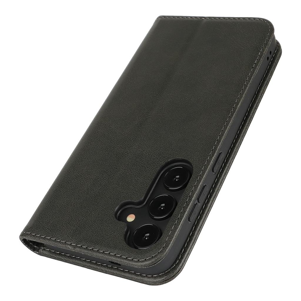For Samsung Galaxy S25+ Case PU Leather Calf Textured Magnetic Closing Smart Phone Cover