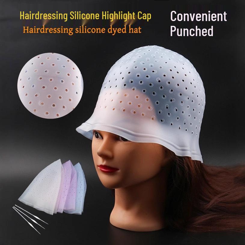 Silicone Hair Highlighting Cap for Salon Use - Punch-Free Perming Tool