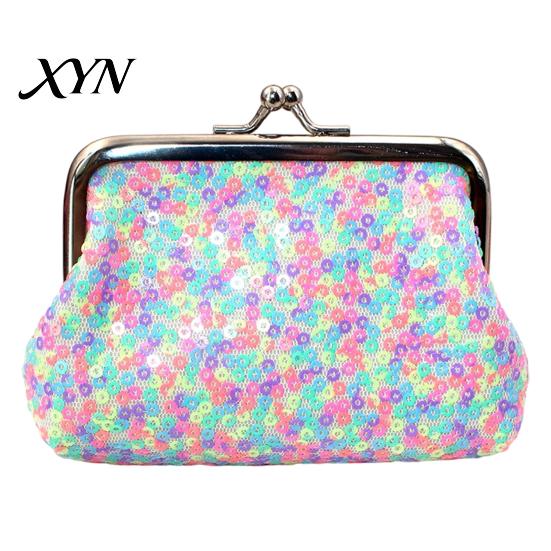 Colorful Sequin Wallet Women Coin Purse, with Metal Hinge And Kiss-lock Design, Lightweight Portable Travel Pouch Mini Wallet, Sequined Glitter