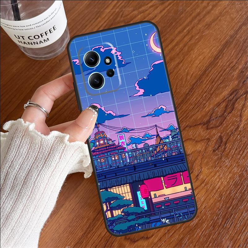 Neon Village Bathhouse Night Case For Xiaomi Redmi 14C 13C 10C 12C Redmi Note 14 Pro 13 12 11 9 10 9S 10S 11S 12S Cover