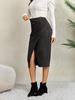Women's Solid Color Pleated Suede Skirt High Waisted Buckle Wrapped Hip Short Skirt Middle Skirt