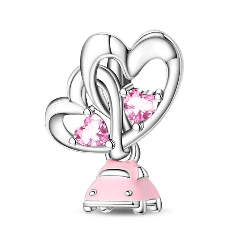 Sweet 925 Silver Car Charms Bicycle Pumpkin Carriage Ring Beads Pendant Fit Bracelet Necklace DIY Jewelry Gift