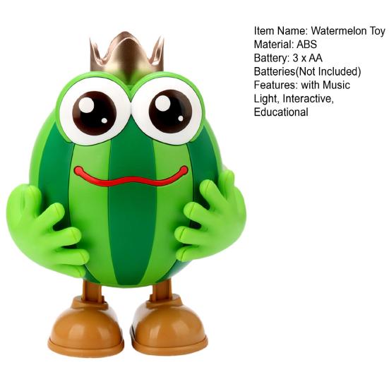 Electric Dancing Watermelon Toy with Light Music Cartoon Watermelon Recording Talking Toy Toddlers Boys Girls Interactive Fruit Musical