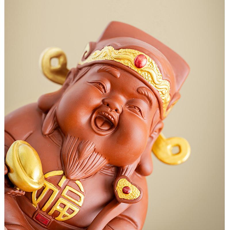 ceramics God Wealth sculptures and figurines Chinese mythological figures Home Living Room Office Wealth Luck Feng Shui Decor
