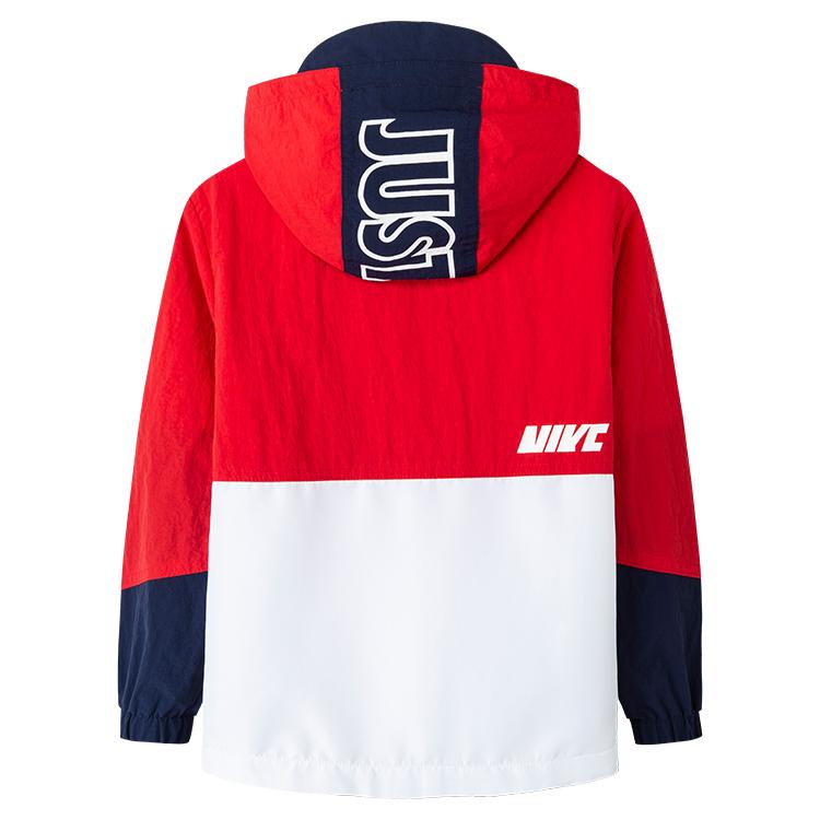 Nike Color Block Woven Hooded Windbreaker Kids Jackets Red NY2212002GS-001