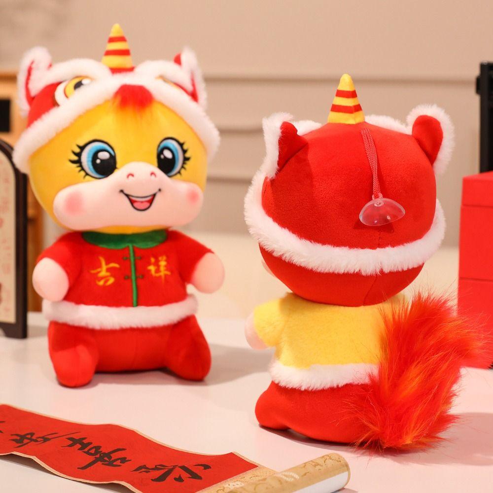 Red New Year Mascot Chinese Style Lucky Pony Toy Plush Horse Stuffed Doll Spring Festival