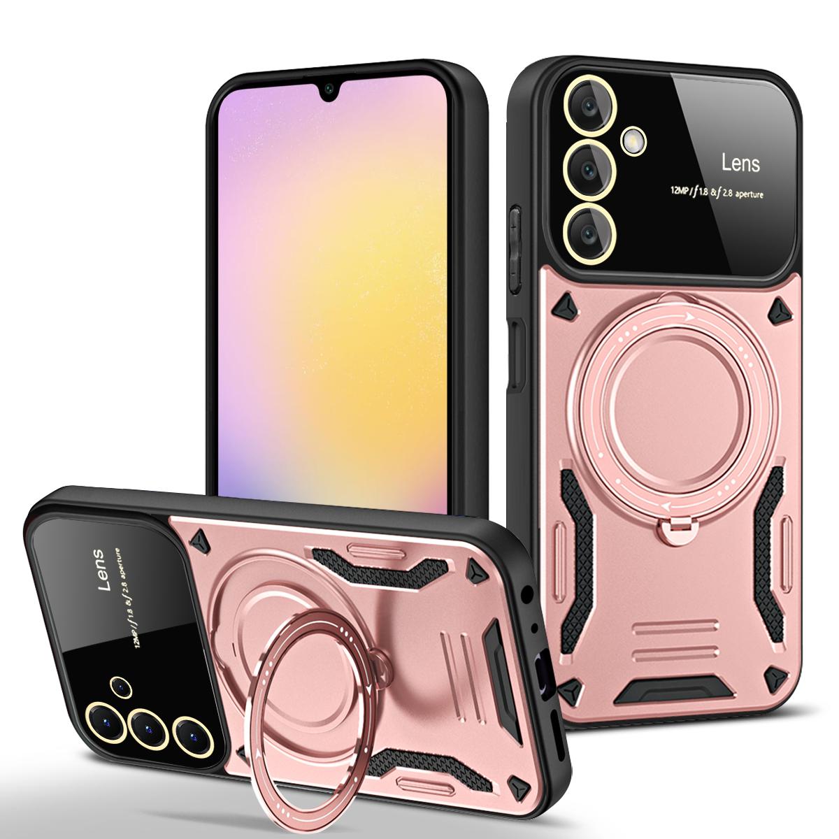 

Для Samsung Galaxy A25 5G Case Stand Holder Магніт Magsafe Wireless Charge Протиударні броньовані чохли для Galaxy A25 A 25 Global SAM A25 Global рожевий колір золота