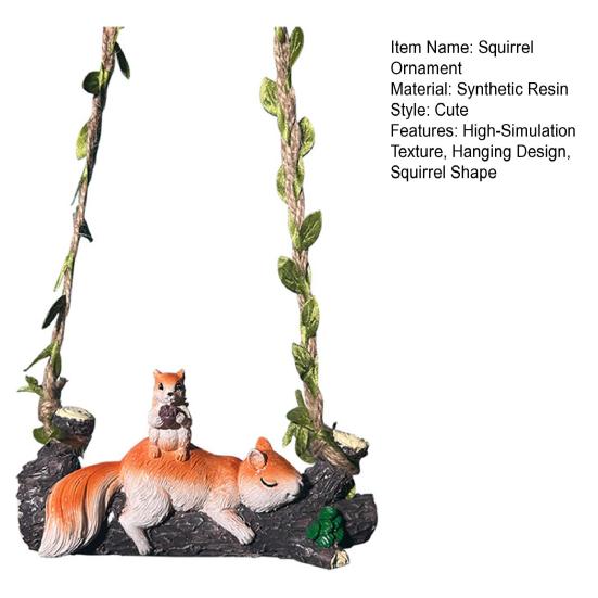 Gartenfigur Hohe Simulation Synthetisches Harz Schlafendes Eichhörnchen Design Hängende Dekoration Simulierte Blatt Schaukel Ornament