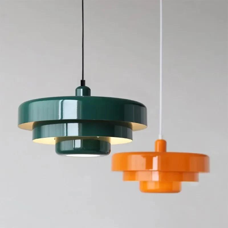 Nordic creative LED chandelier restaurant decoration chandelier carbon steel aluminum dark green orange living room lighting