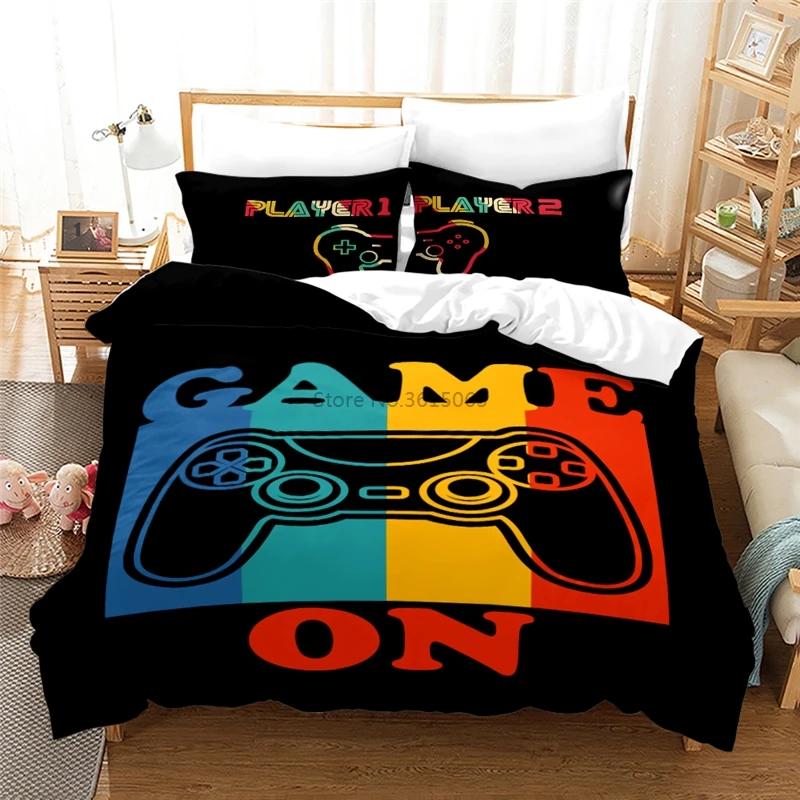 Black Games Gamepad Bedding Set Digital Printing Duvet Cover Set with Pillowcases Europe/Australia/USA Twin Full Queen King Size