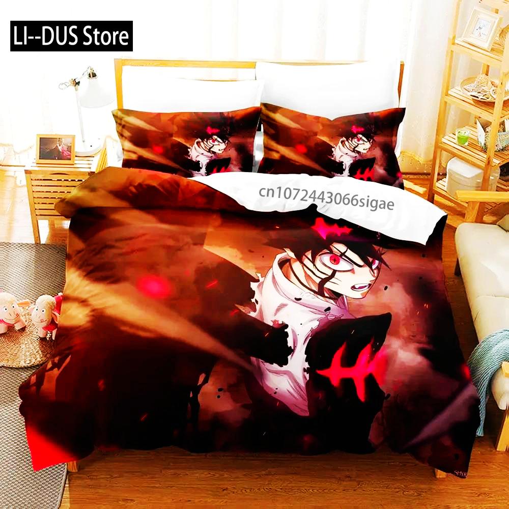 Black Clover Bedding Set Single Double Full Queen King Size Anime Duvet Cover Set For Adults Boys Quilt Cover Pillowcase