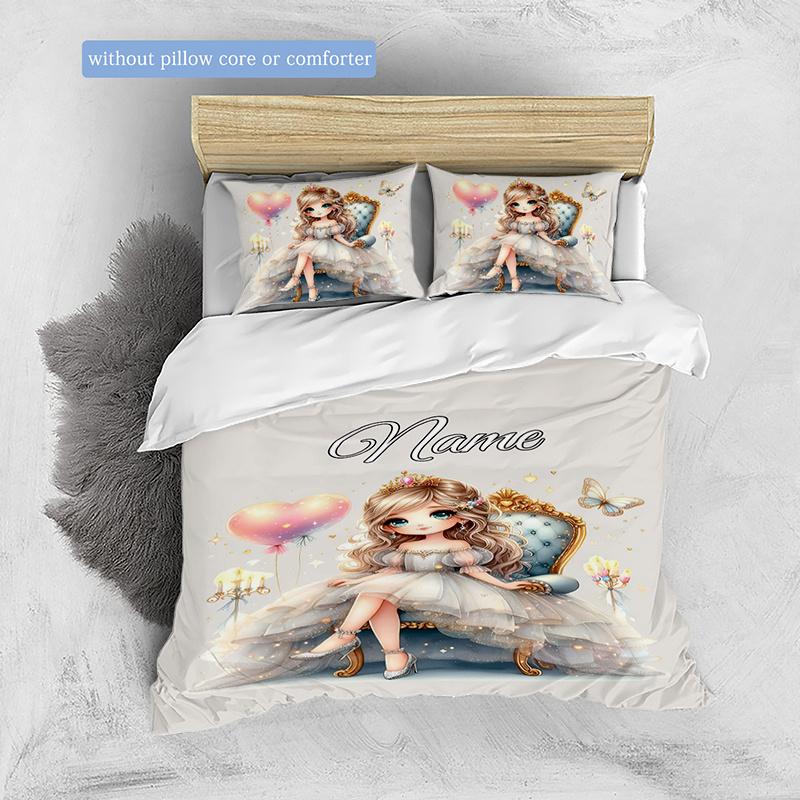 Prettyprincessstyle Customize Your Name Duvet Coversoftbedding Set For Bedroom Guest Room And Dorm Decoration Threepiece Set Includes 1 Duvet Cover 2
