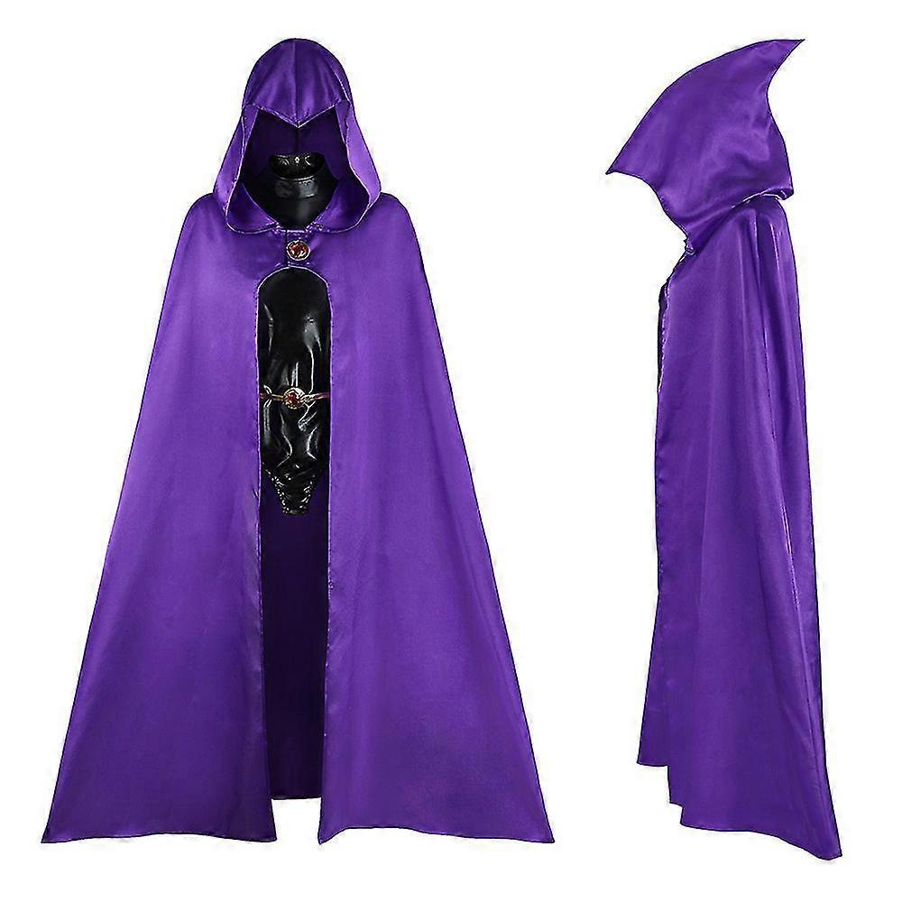 Raven Teen Titans Cosplay Costume Outfits For Women, Raven Bodysuit With Cape Belt Set Halloween Party Fancy Dress