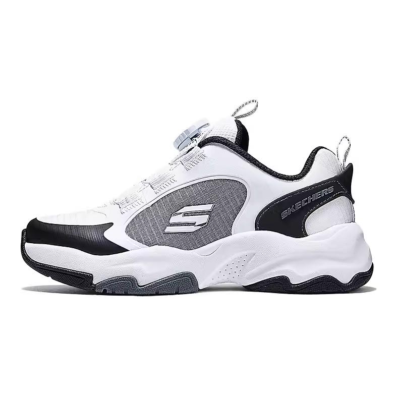 Skechers Kids Comfortable Casual Non-Slip Breathable Low-Top Running Shoes Kids sneakers Black White 319037L-WBK 30