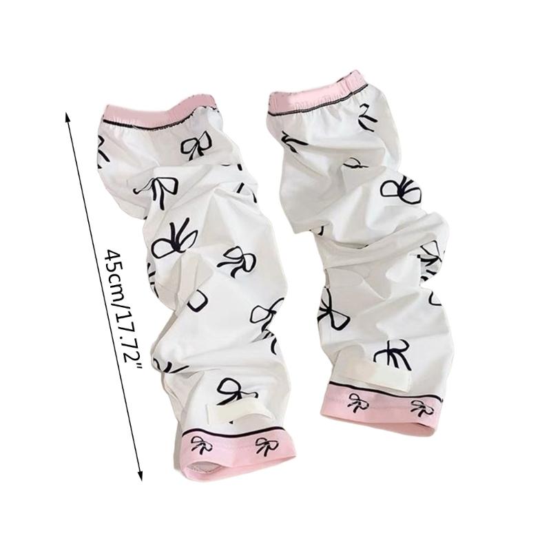 Arm Sleeves for Beach Getaways Summer Cooling Sleeves with Bowknot Printed Women Stretchy Cycling Long Cooling Sleeves