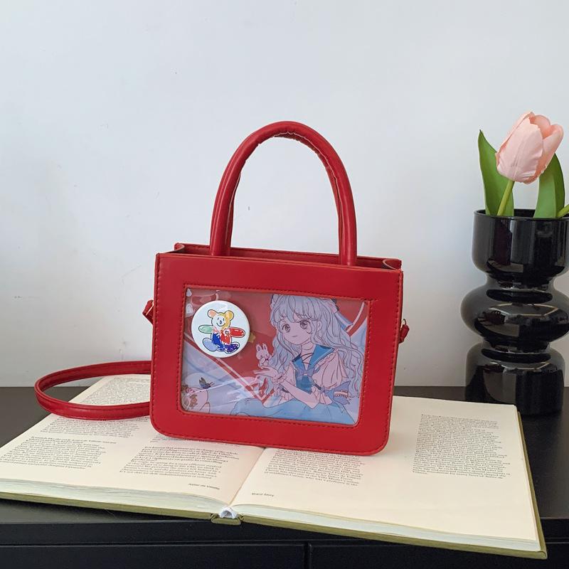 2025 Spring and Summer New Niche Design Messenger Handbag High Value Simple Foreign Style Solid Color Transparent Small Square Bag