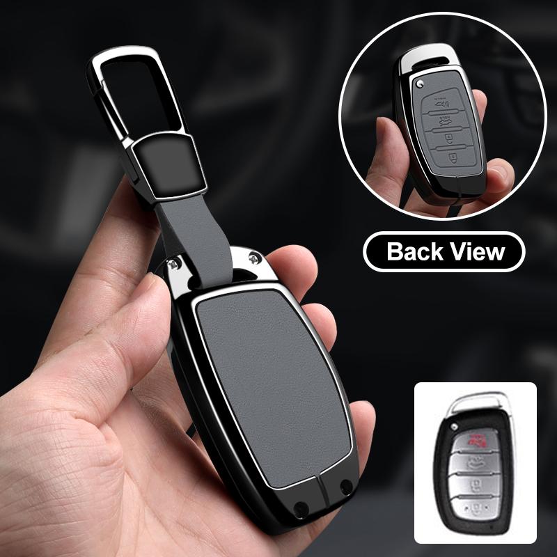 Zinc Alloy Car Key Case Cover For Hyundai Tucson Santa Fe Rena Sonata Elantra Creta Ix35 Ix45 I10 I30 I40 Accessories Bag