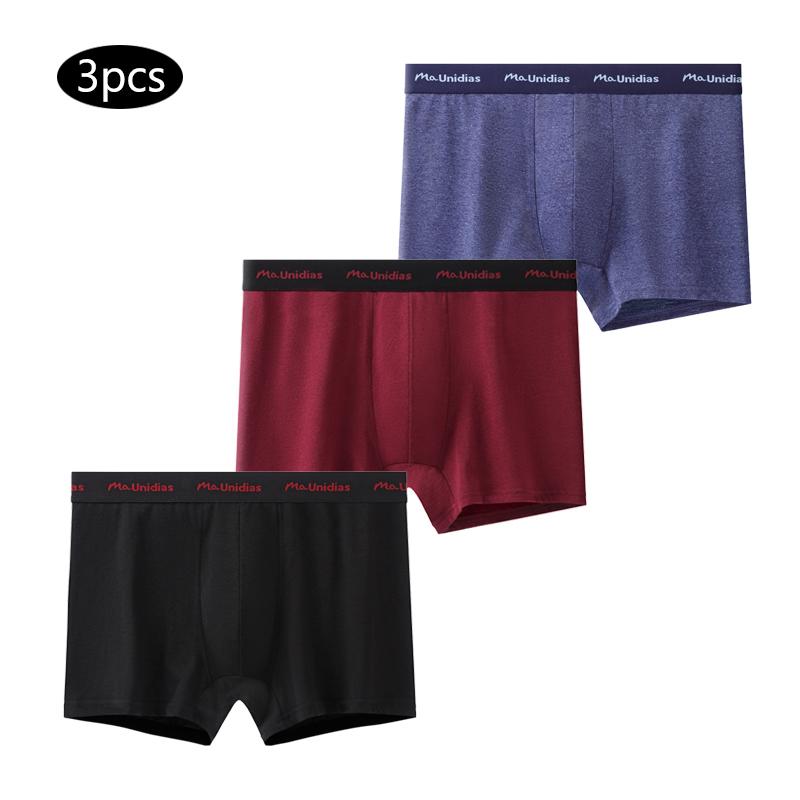 3 Stück/Packung Einfarbige Herren-Boxershorts Baumwolle Buchstabe Elastisches Band Herren-Slips