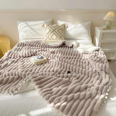 Tuscan Faux Rabbit Fur Autumn Winter Warm Blanket Luxury B Side Faux Lamb's Wool Weighted Blanket Soft Cozy Warmth Sofa Blankets