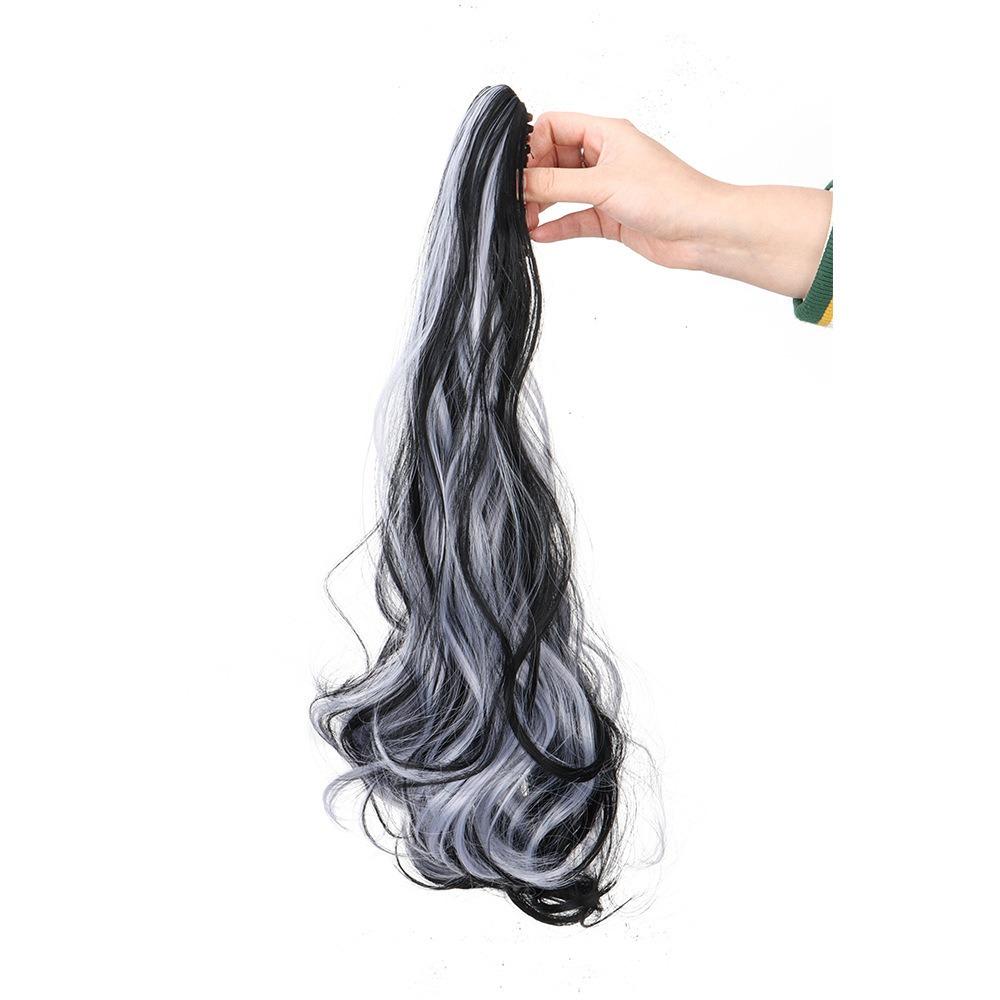 Corn Perm Long Wavy Curly Ponytail Ombre Pony Tail Hairpiece Claw Clip Ponytail Wig Daily
