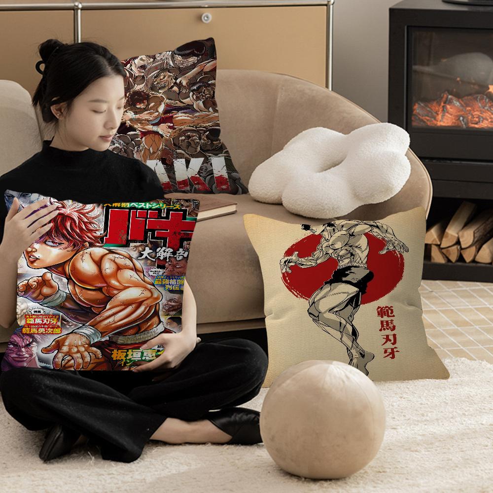 Japanese Anime Baki Pillow Cover for Bedroom Room and Living Room Sofa Decorative Cushion Cover